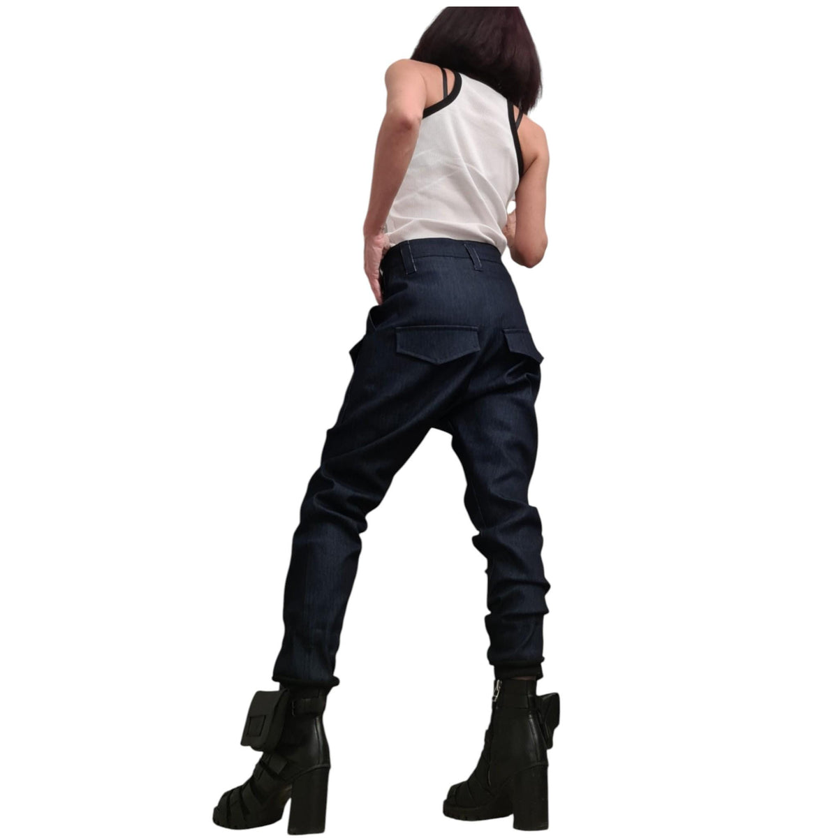 Denim Harem Pants: Urban Casual Style (Loose Fit, Pockets)