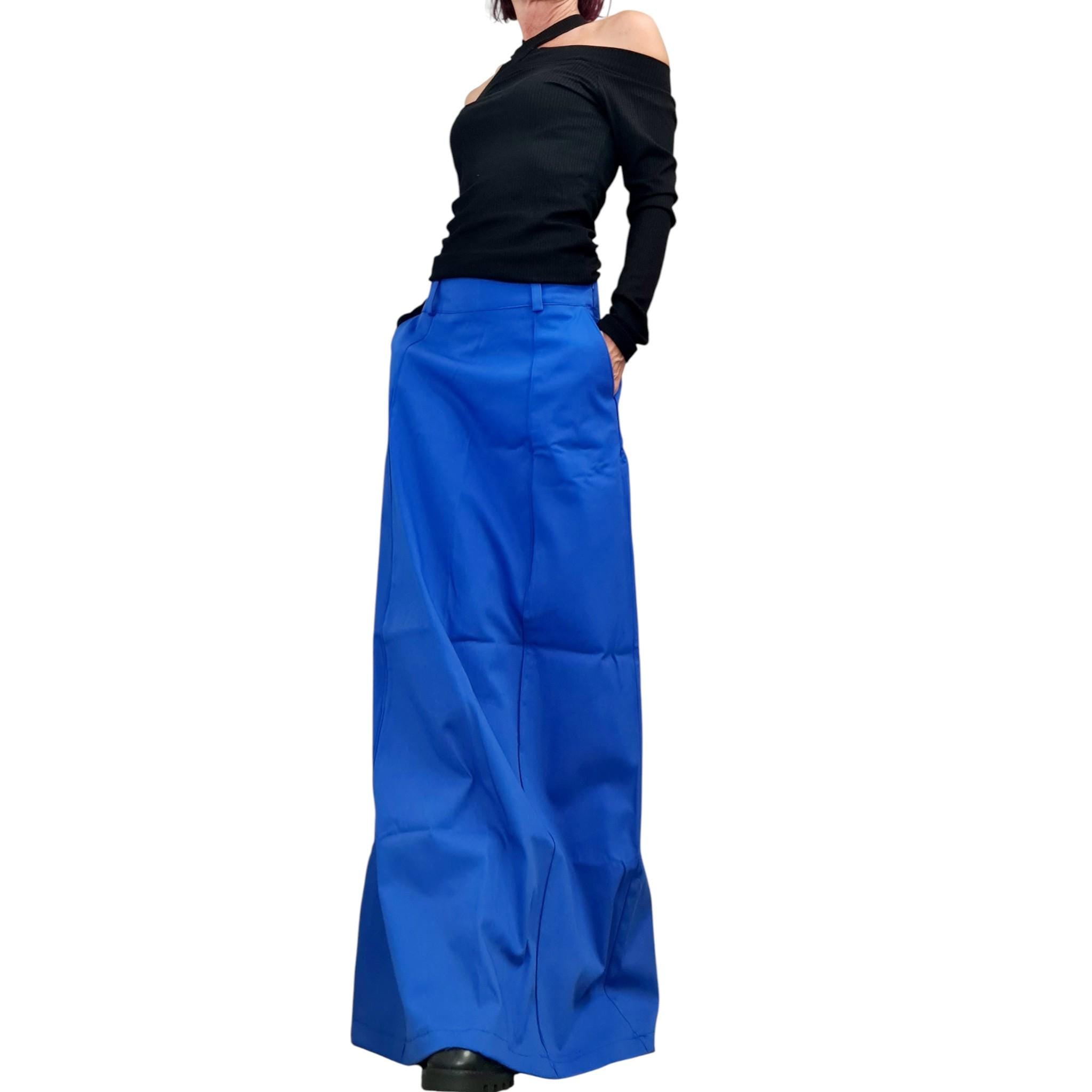 Long Sexy Skirt, Blue Extravagant Skirt, A Line Skirt, Long Slit Skirt, Gothic Skirt, Asymmetric Skirt, DRESSSHOESCODE