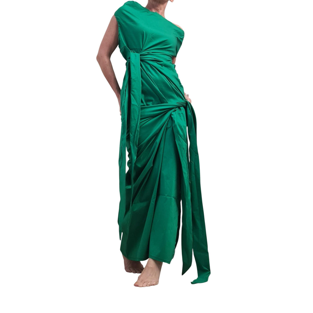 Emerald Green Long Dress | Asymmetric Body Contour Silhouette | fashion for women | avant garde
