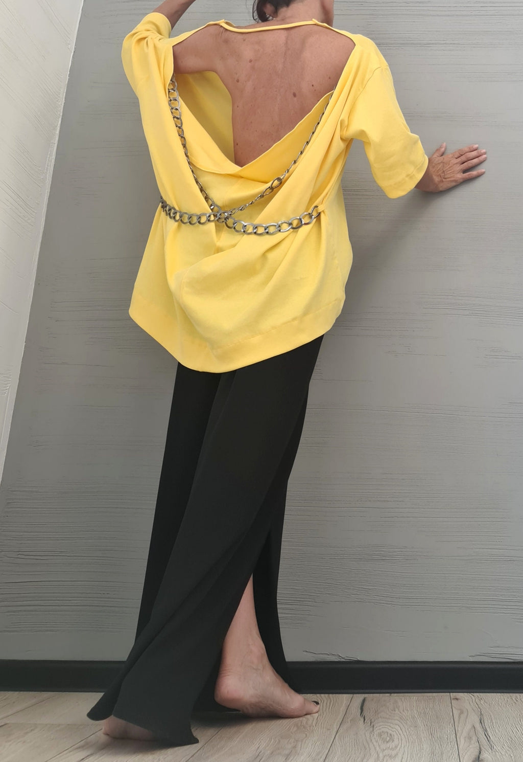 Asymmetrical Tunic Blouse, Avant Garde Deconstructed Top, Open Back Cotton Shirt