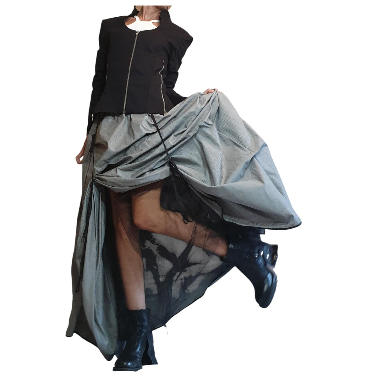 Asymmetric Tulle Ball Skirt, Gothic Cocktail Dress, Layered Maxi Skirt