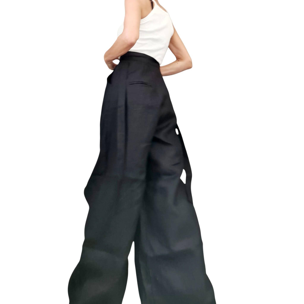 Red Linen Harem Pants for Women, Wide Leg Punk Style Trousers, Urban Avant Garde