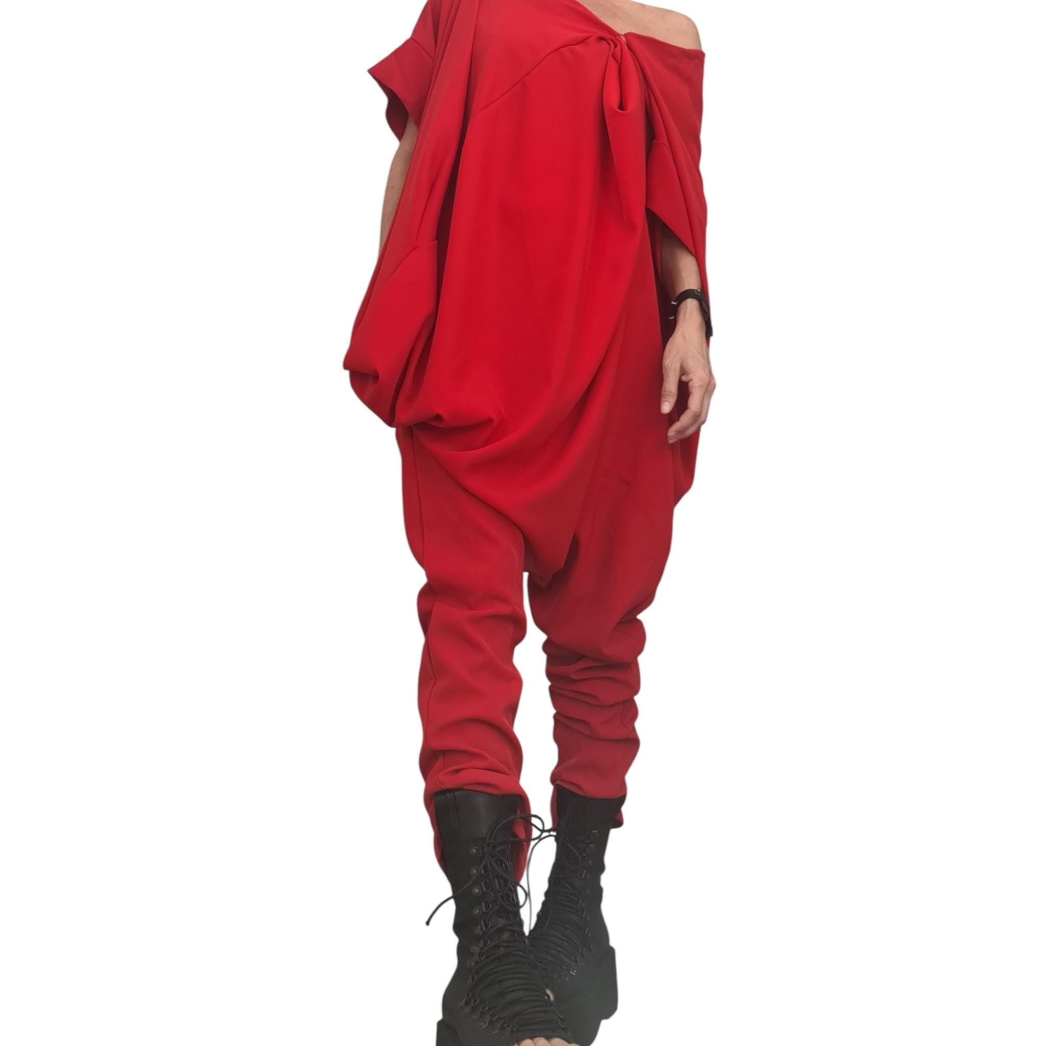 Asymmetric Harem Jumpsuit, Extravagant Wide Leg Boho Overall