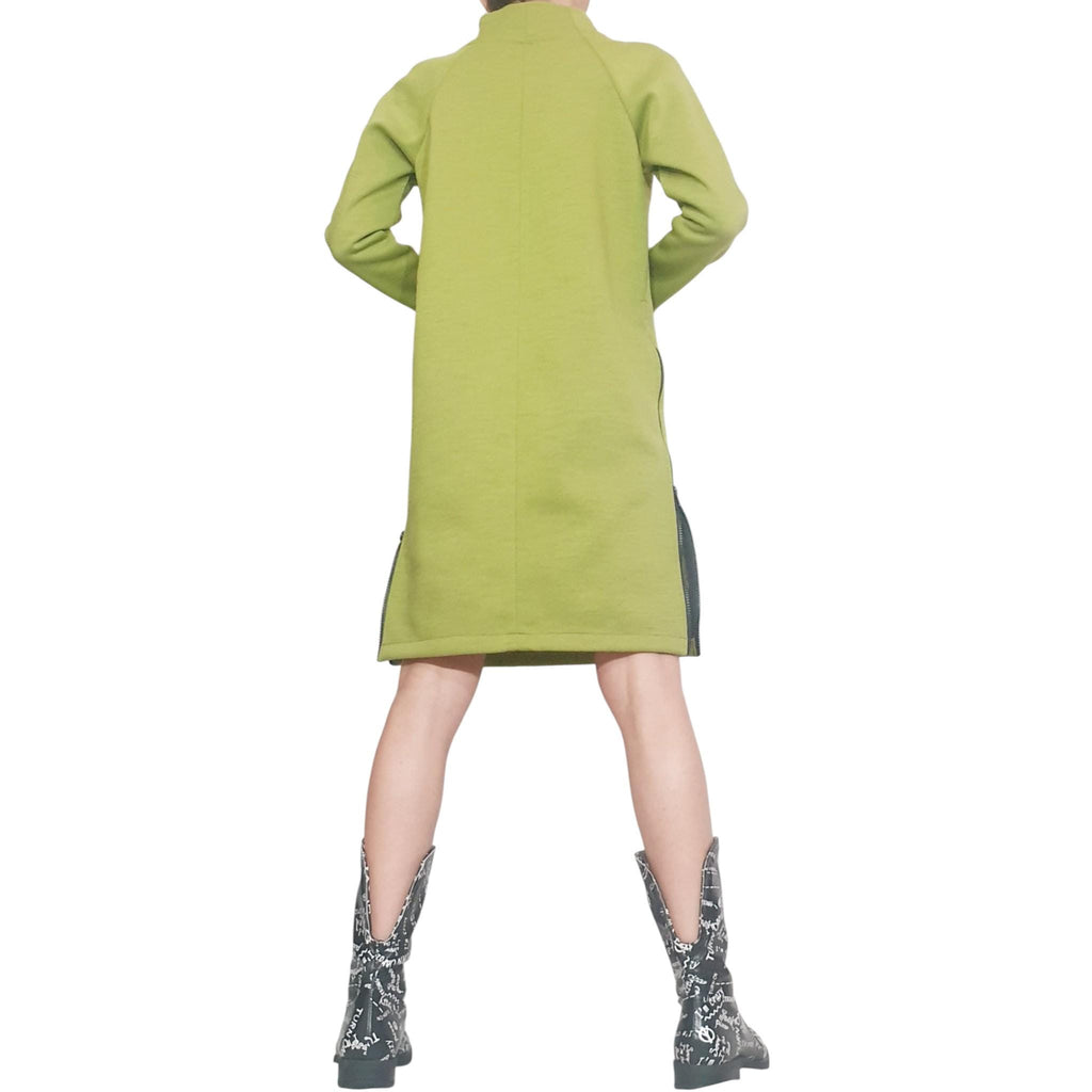Pistachio Cotton Dress, Plus Size Clothing, Loose Fit Knee-Length Tunic