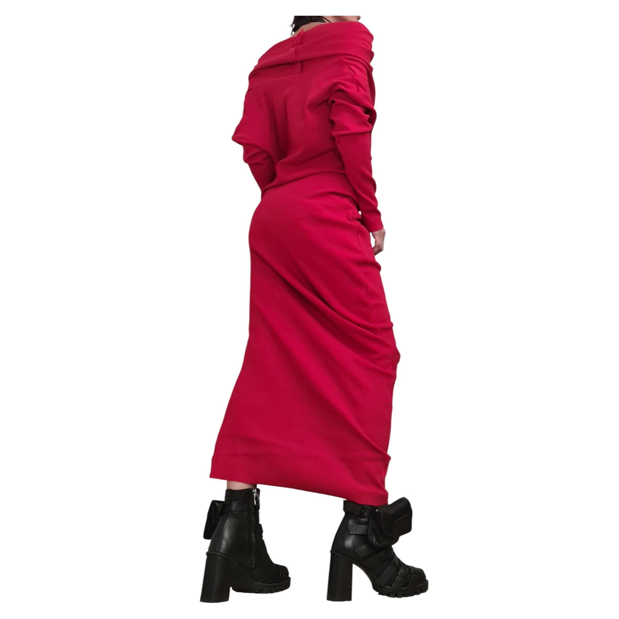 Red Asymmetric Maxi Dress, Off Shoulder Cotton Gown, Plus Size Dress for Women