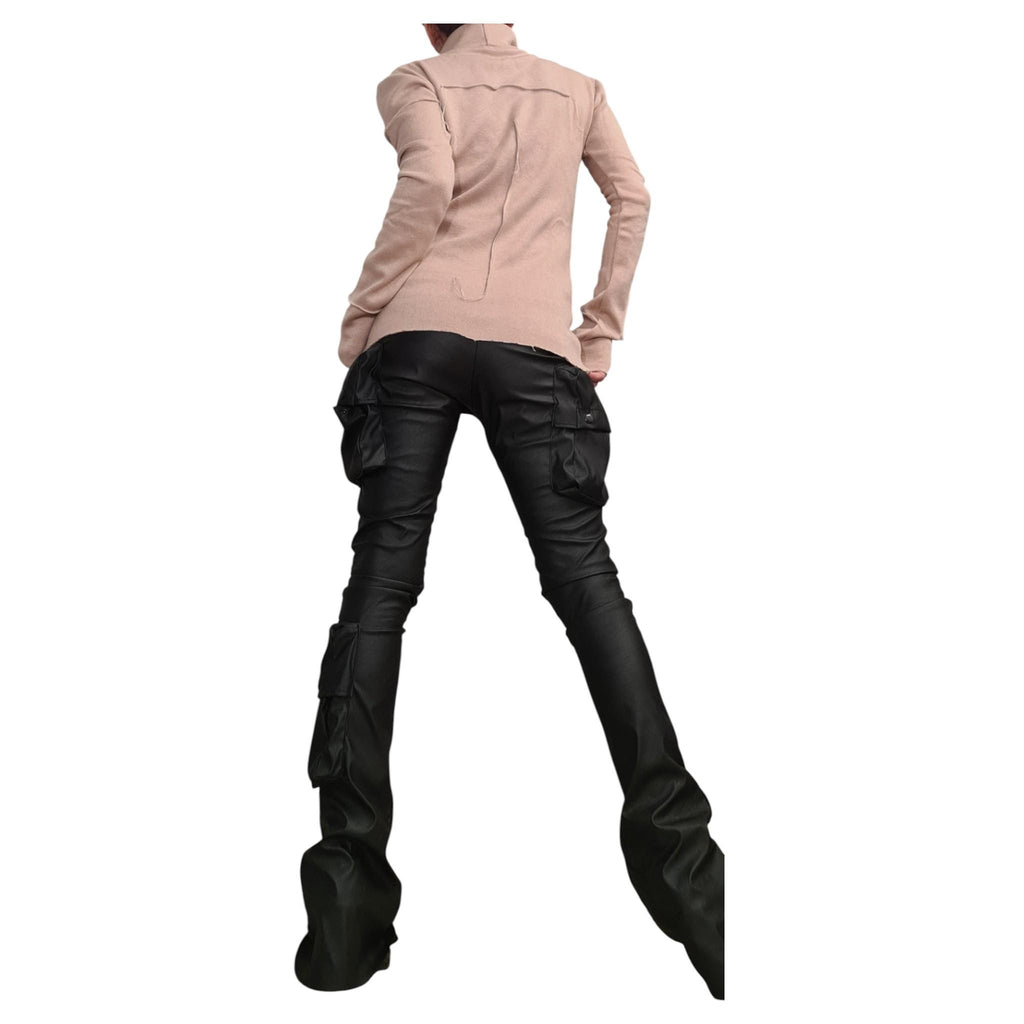 Beige Turtleneck Avant Garde Top, Extravagant Blouse, Warm and soft blouse, Outer seam