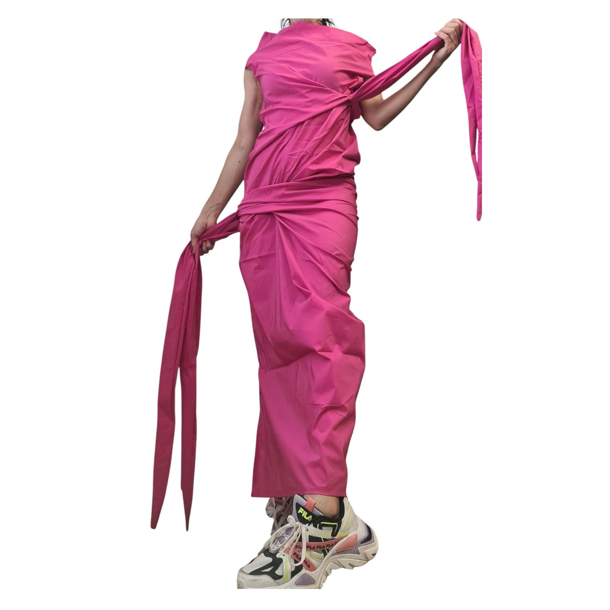 Pink Maxi Dress, One Shoulder Asymmetric, Boho Summer Kaftan,