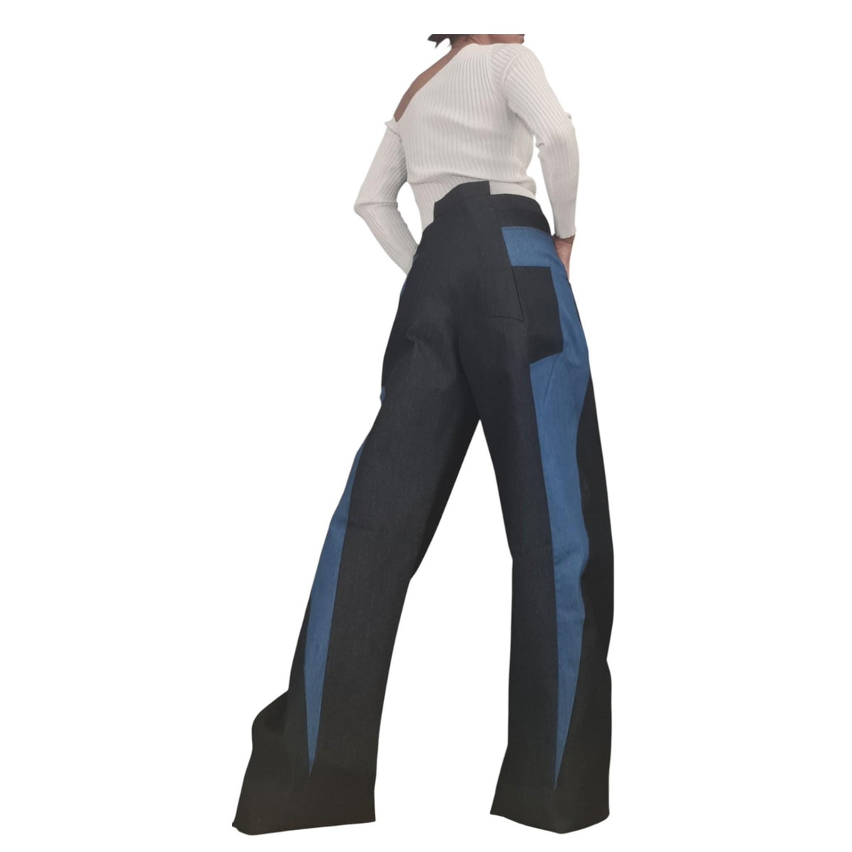 Extravagant Asymmetrical Denim Pants, Deconstructed Streetwear Bottoms