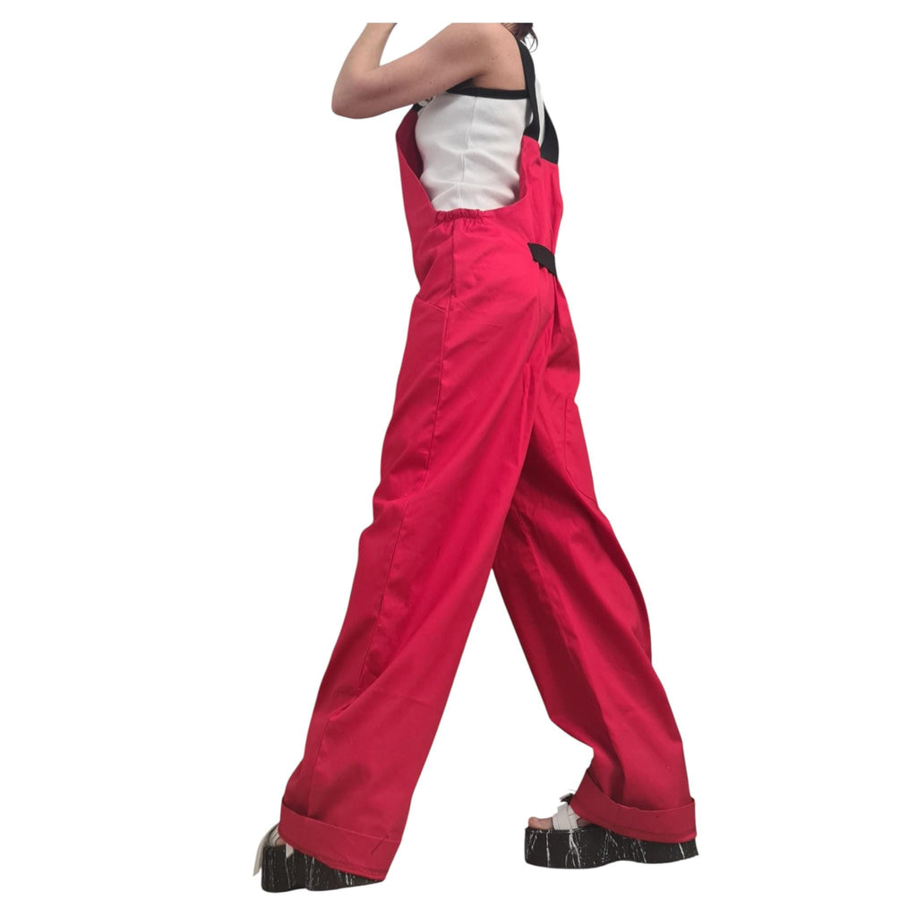 Extravagant Red Wide Leg Jumpsuit, Casual Woman Overalls