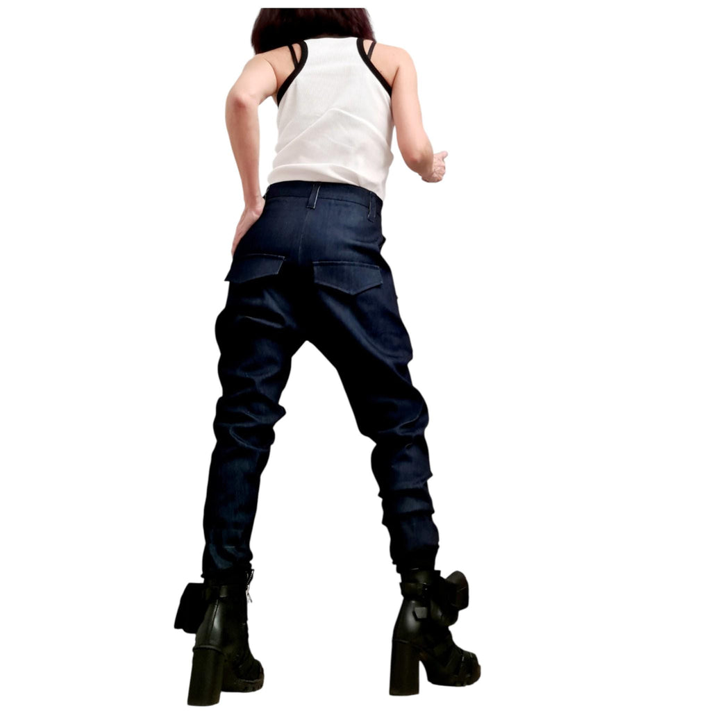 Denim Harem Pants: Urban Casual Style (Loose Fit, Pockets)
