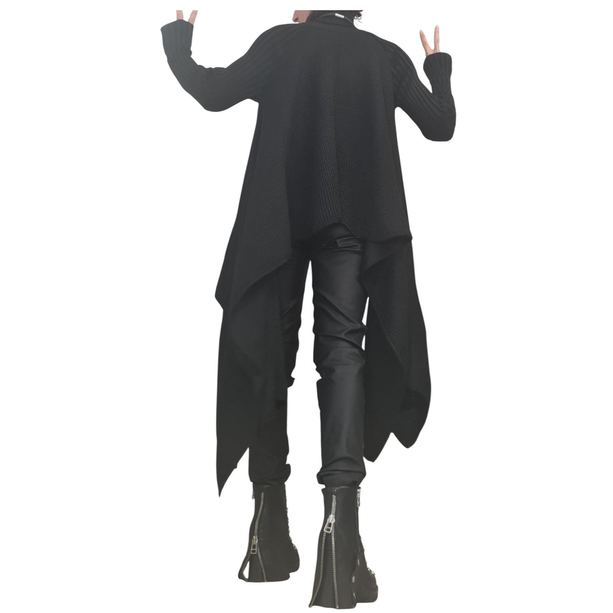 Black Gothic Asymmetric Knit Tunic, Oversized Long Sweater, Plus Size Top