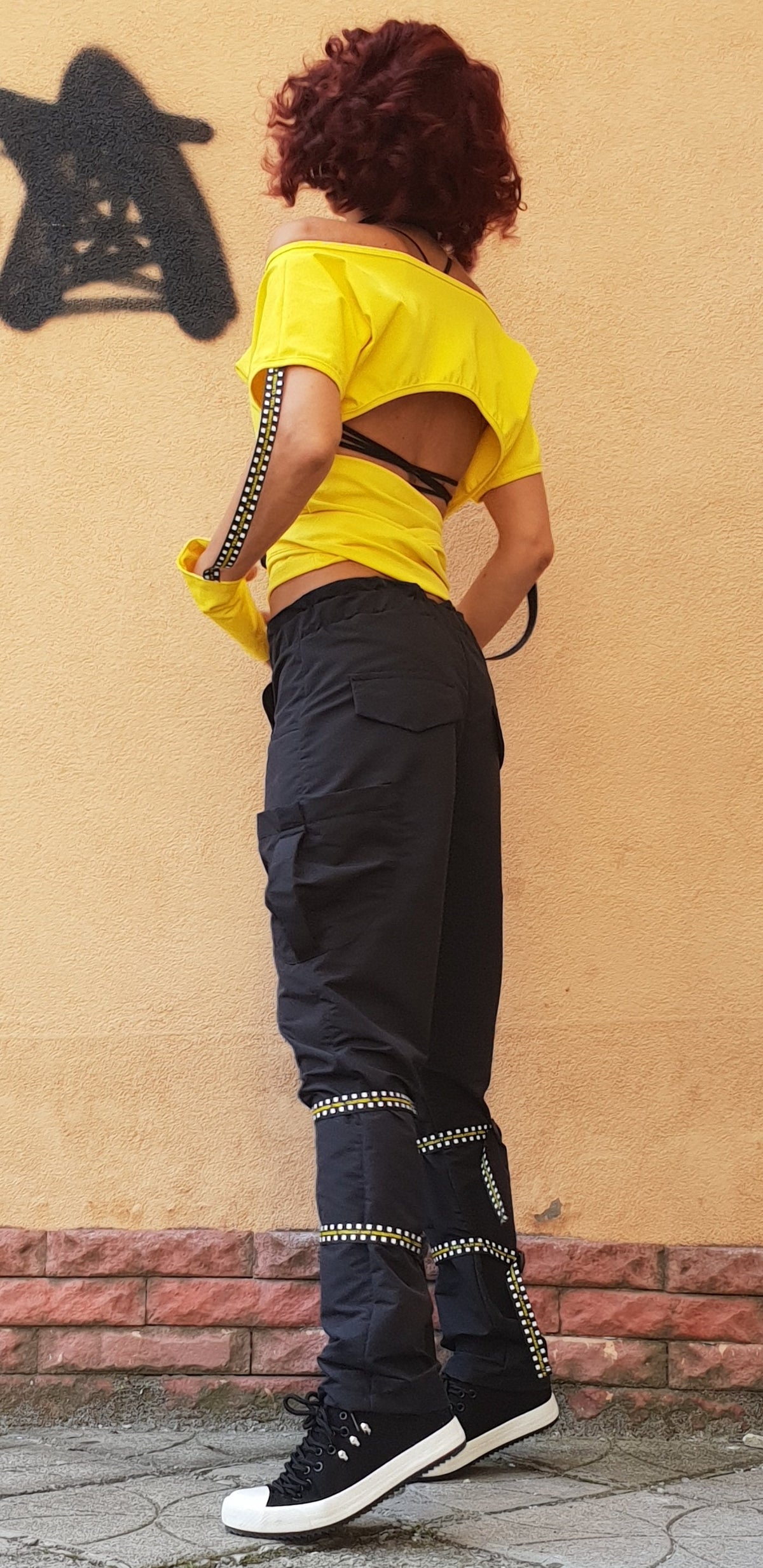 Asymmetrical Cotton Blouse, Avant Garde Top, Deconstructed Sleeve, Bare Back, Outfit for women