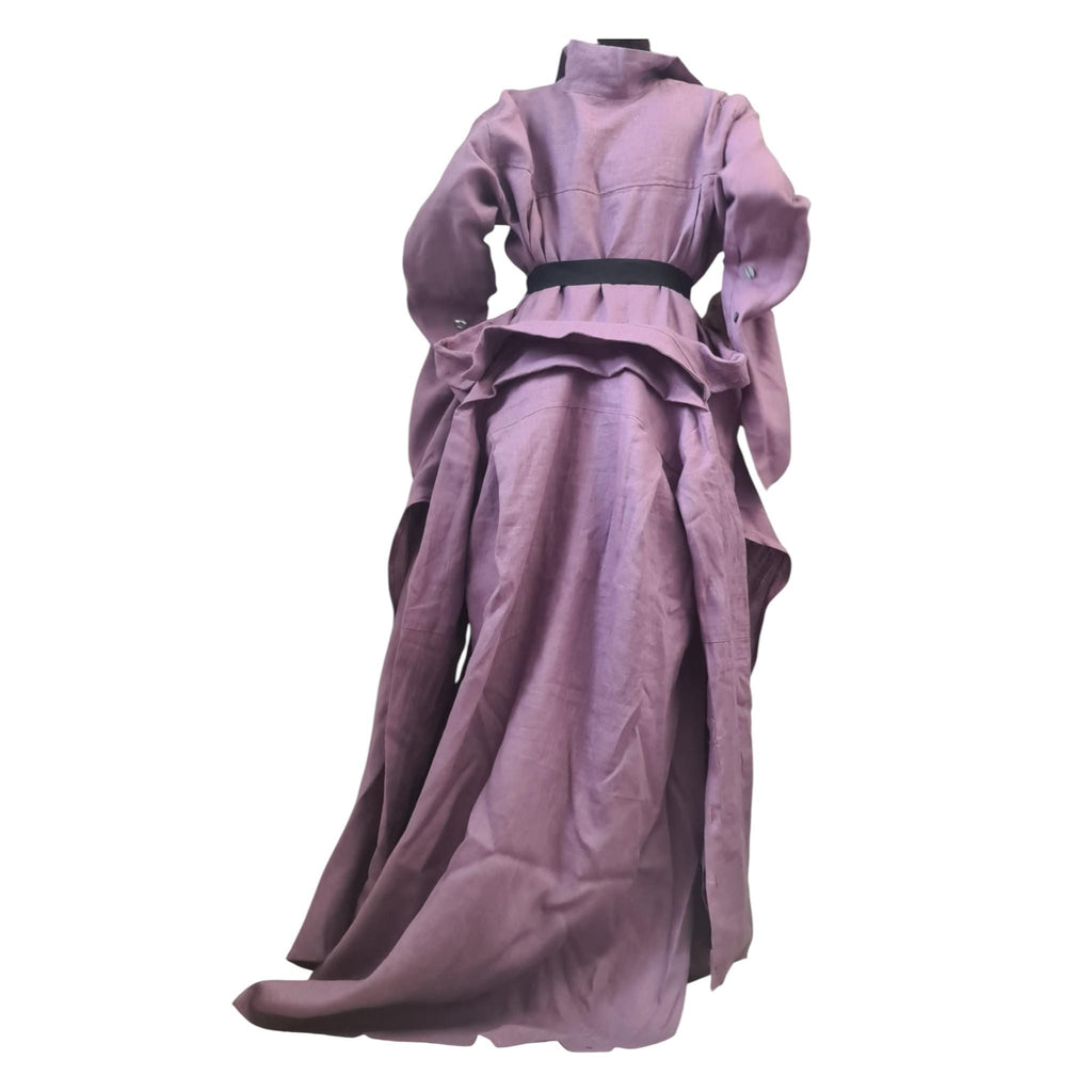 Lavender Linen Shirt,  Asymmetric Long Kaftan