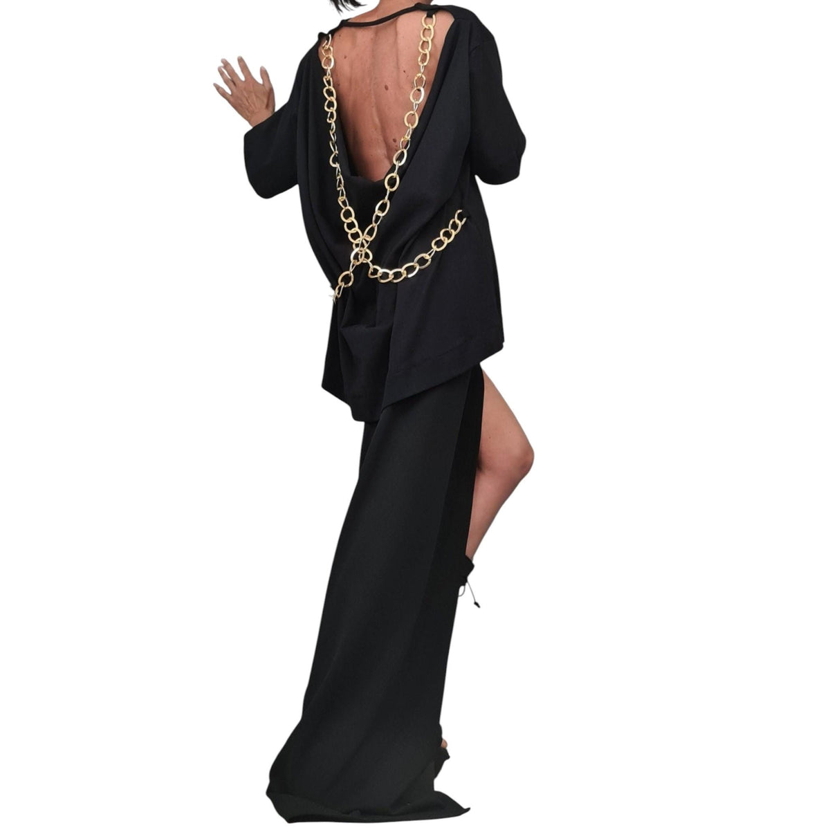 Asymmetrical Tunic Blouse, Avant Garde Deconstructed Top, Open Back Cotton Shirt