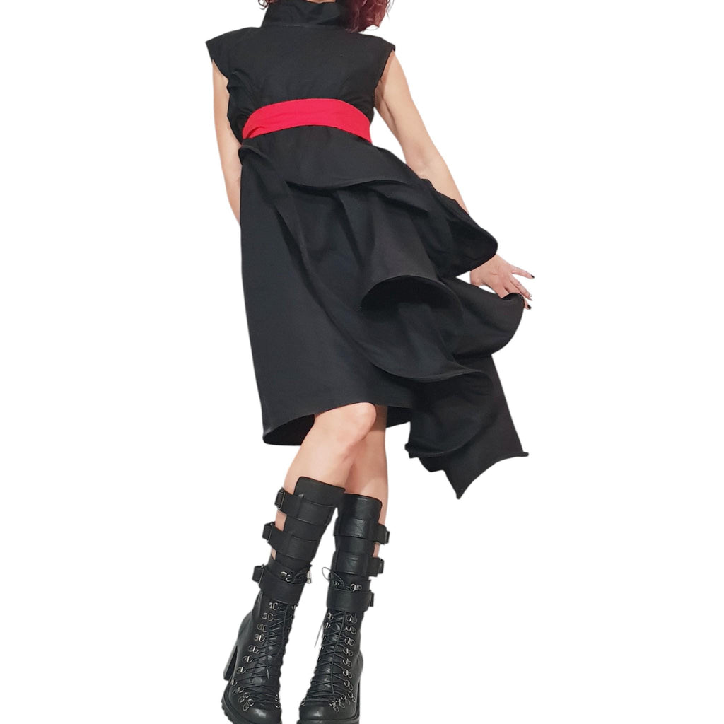 Asymmetric Cocktail Black Dress, Gothic Wedding or Ball Dress