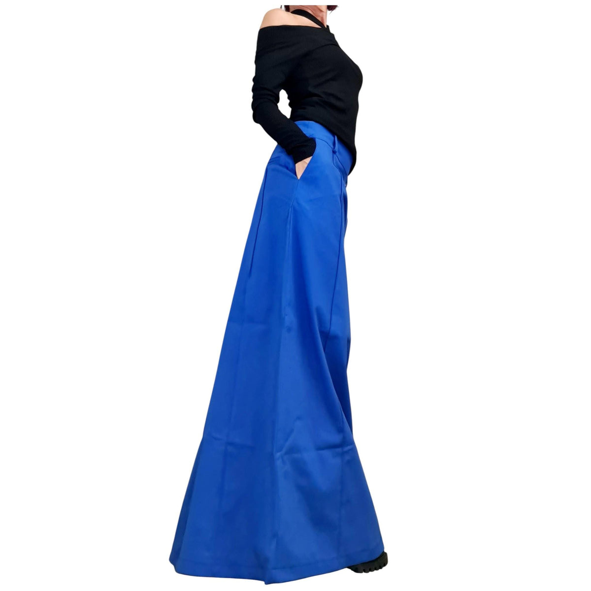 Royal Blue A-Line Maxi Skirt, Elegant Women's  Long Straight Formal Skirt