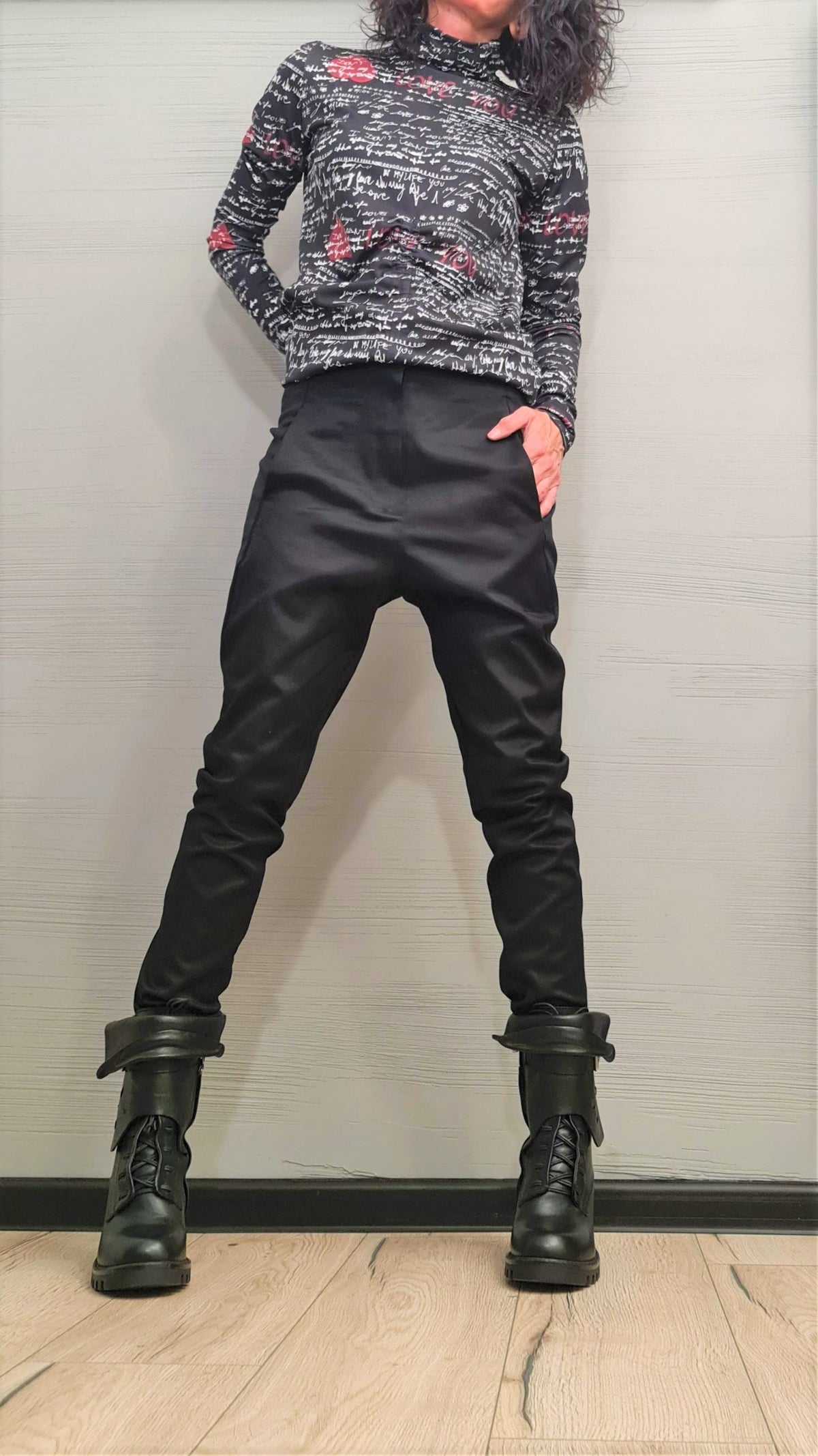Gray Skinny Pants, Slim Fit Trousers, Stretch Cotton Women's Clothing