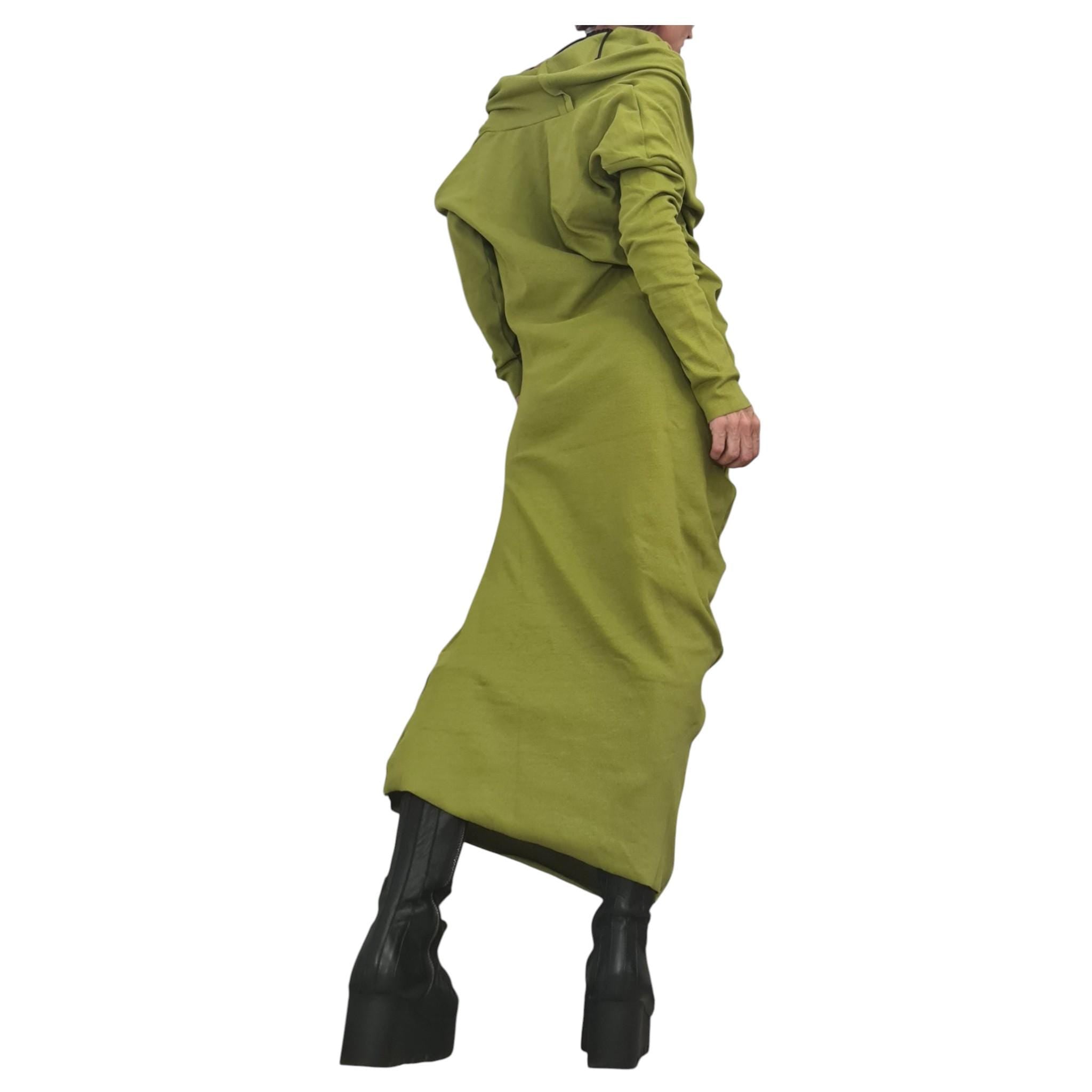 Asymmetric Cotton Blouson Dress, Sculptural Silhouette, Artistic Handmade Clothing