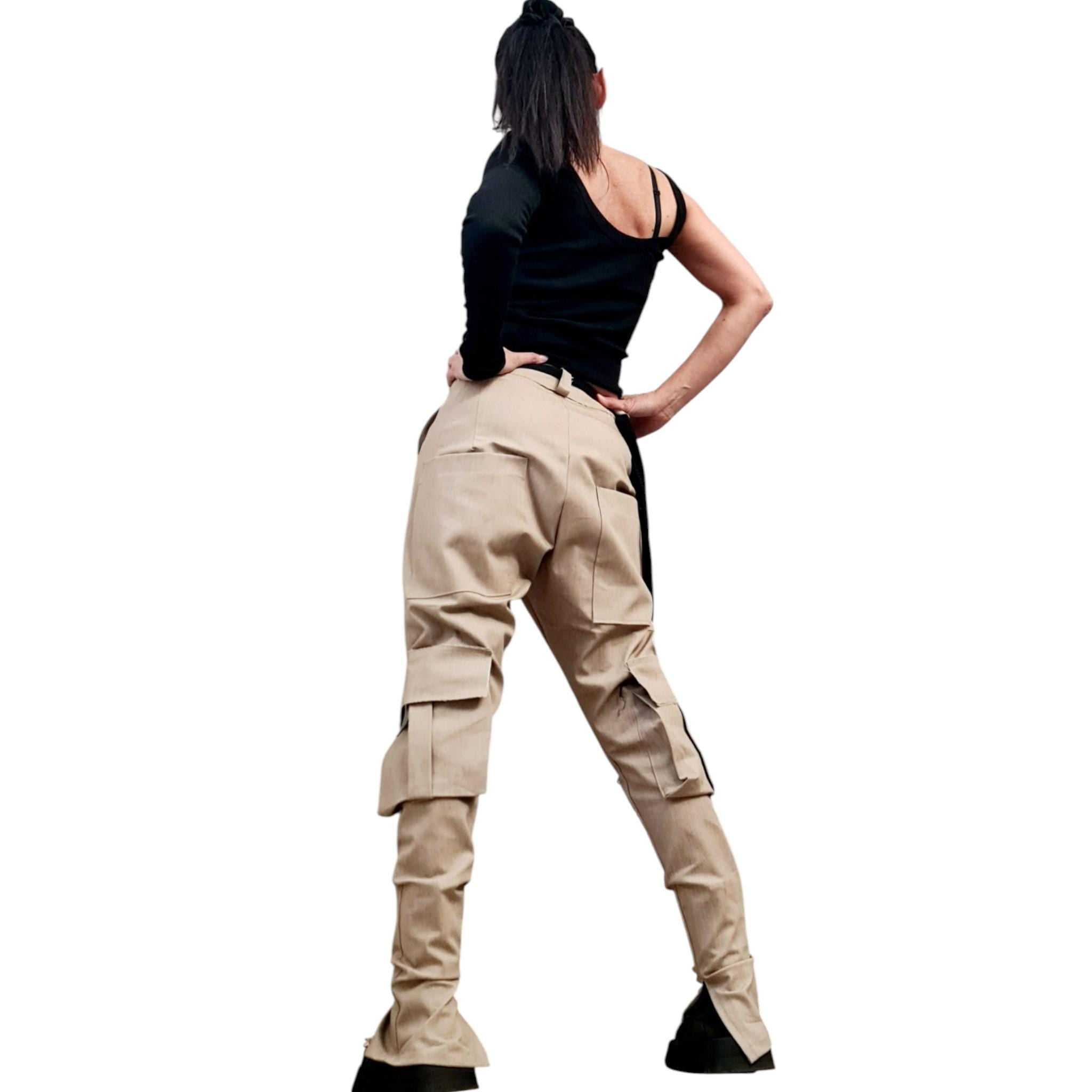 Extravagant Cargo Denim Pants, Fitted Sexy Casual Pants, Outer pockets, New collection DRESSSHOESCODE