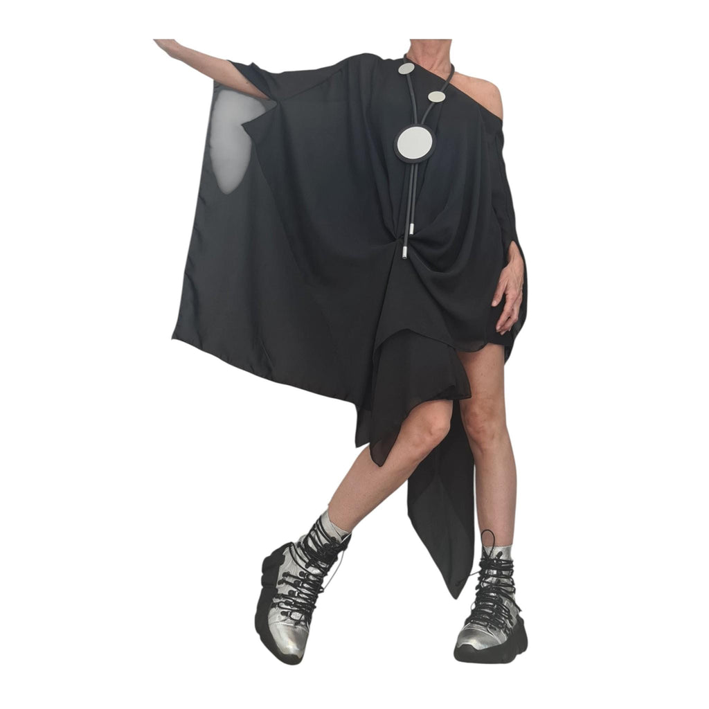 Asymmetric Midi Dress, One Shoulder Cocktail Tunic, Plus Size CottonTulle Dress