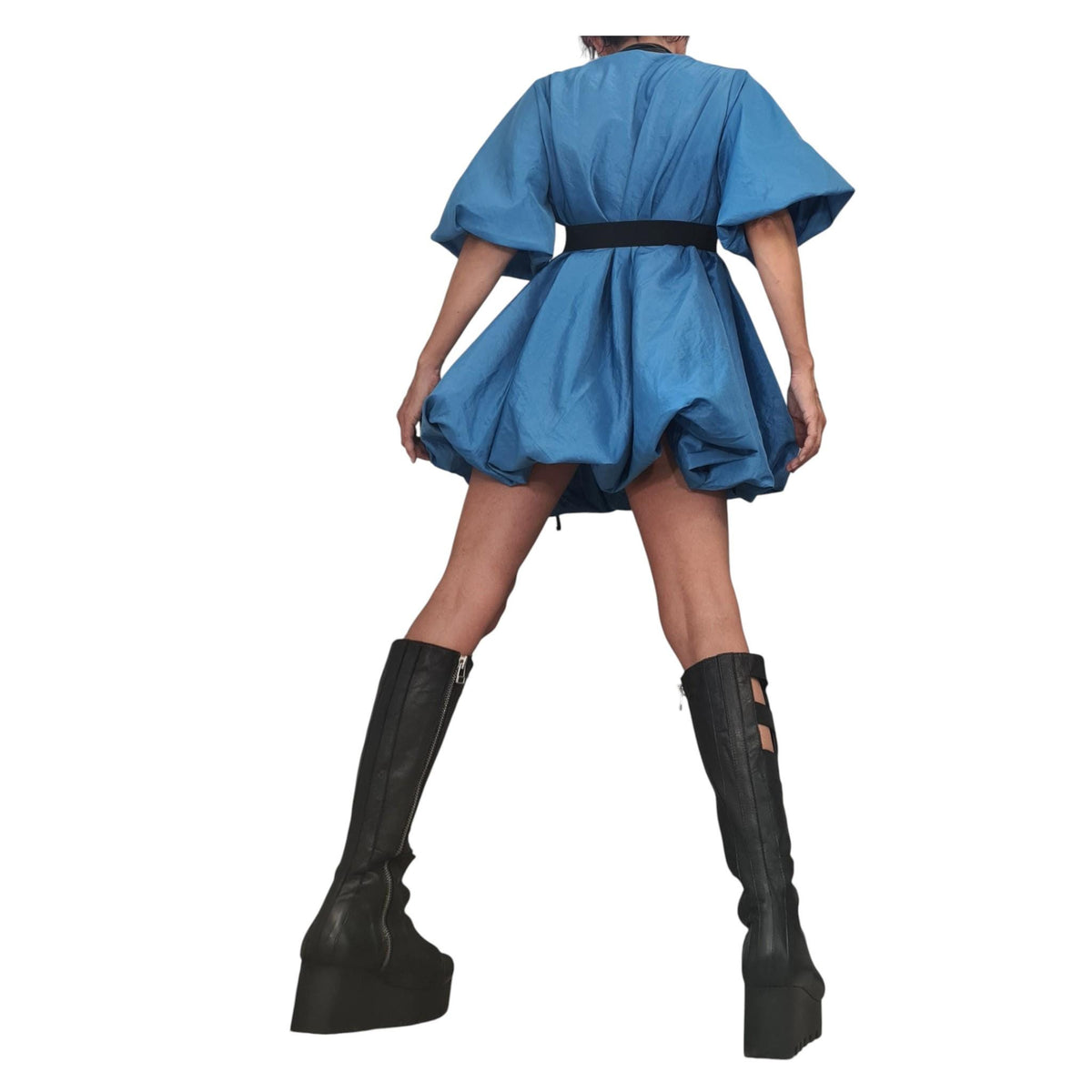 Blue Taffeta Tunic, Loose Oversized Fit, Party Dress