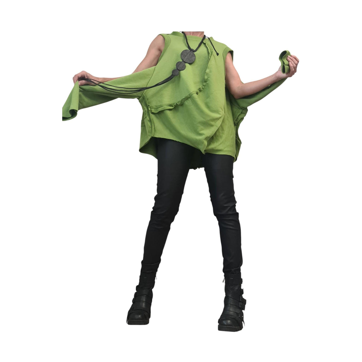 Transformable Cotton Tunic, Brown Cut Out Blouse, Oversized Women Top