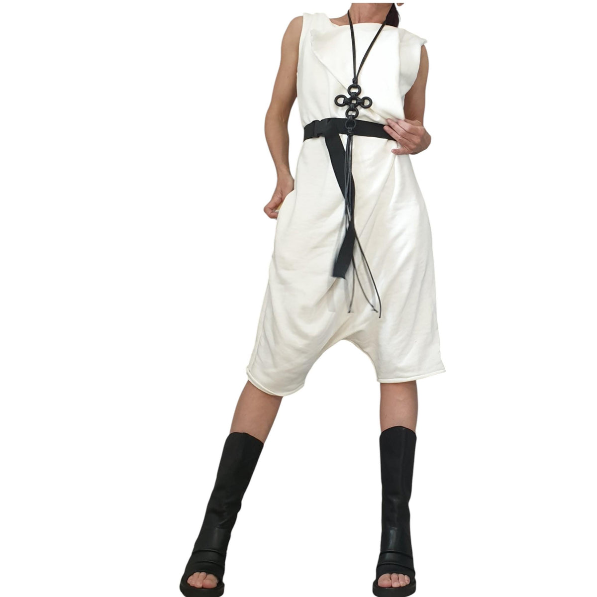 Asymmetric Cotton Harem Jumpsuit, Extravagant Loose Women Overall