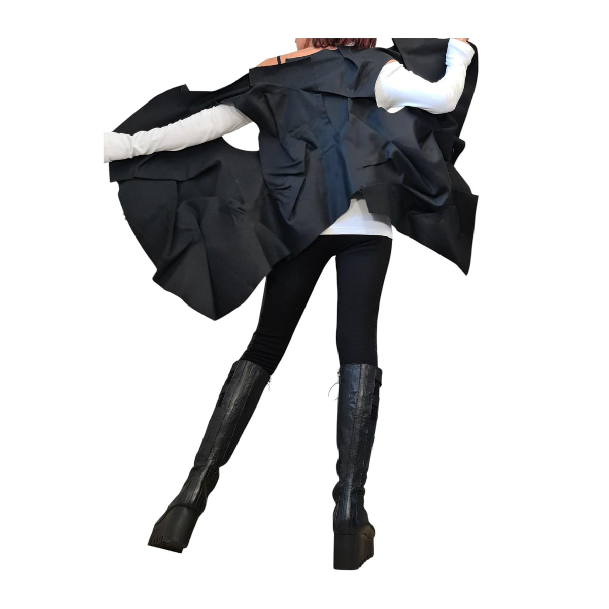 Extravagant Black Denim Vest, Gothic Asymmetric Sleeveless Vest, Designer Avant Garde Jacket