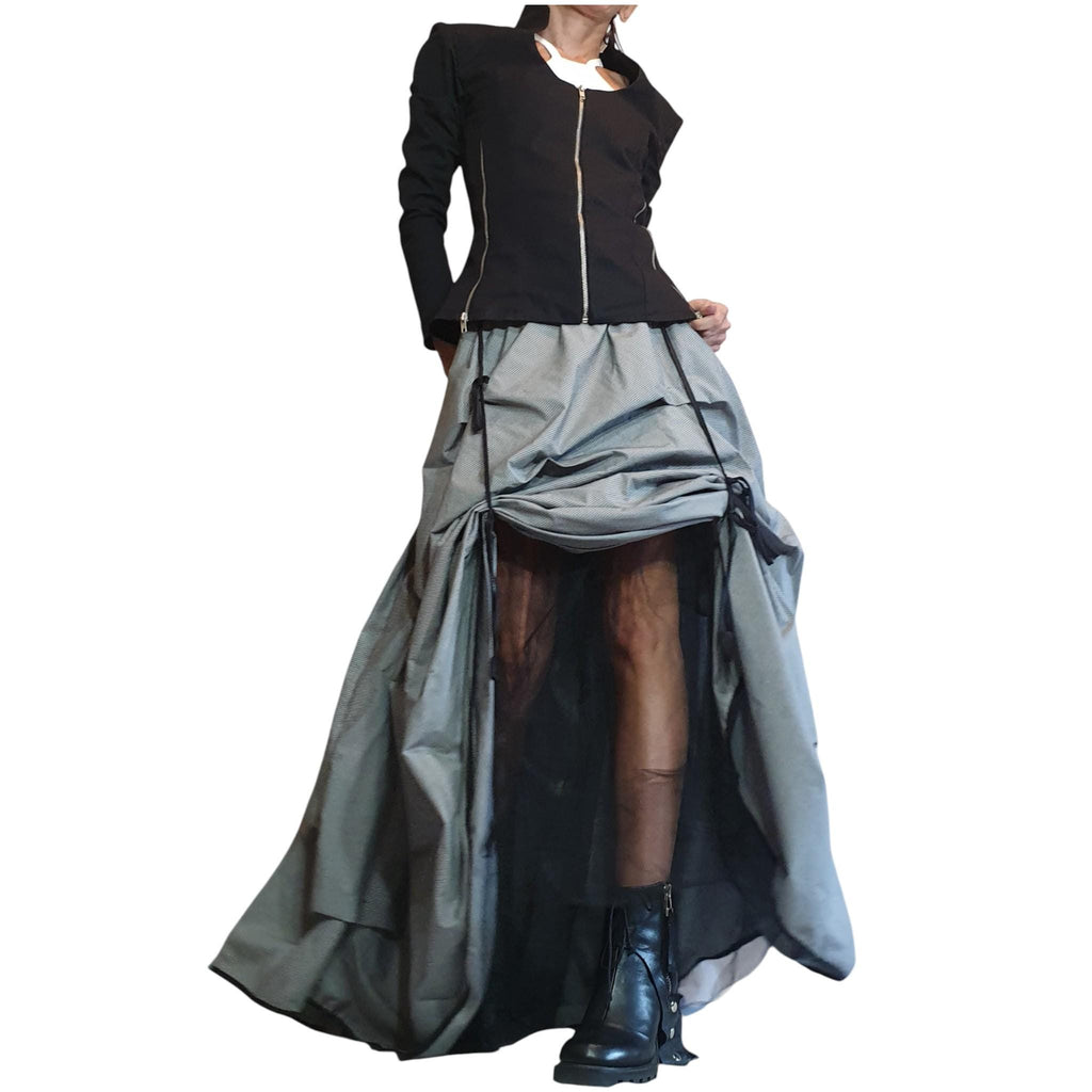 Asymmetric Tulle Ball Skirt, Gothic Cocktail Dress, Layered Maxi Skirt