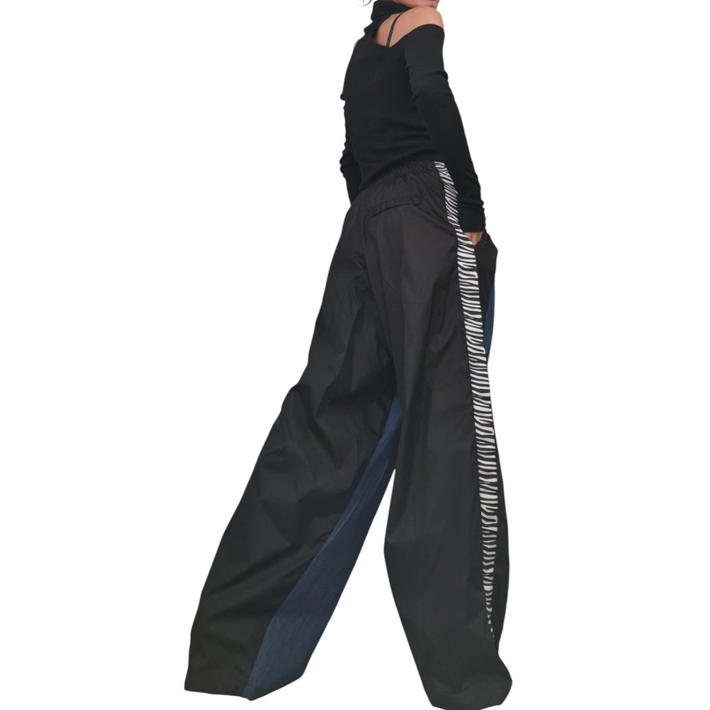 Extravagant Deconstructed Denim Harem Pants, Streetwear Style