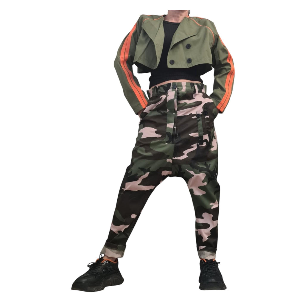 Camouflage Harem Pants, Drop Crotch Trousers, Tapered Leg