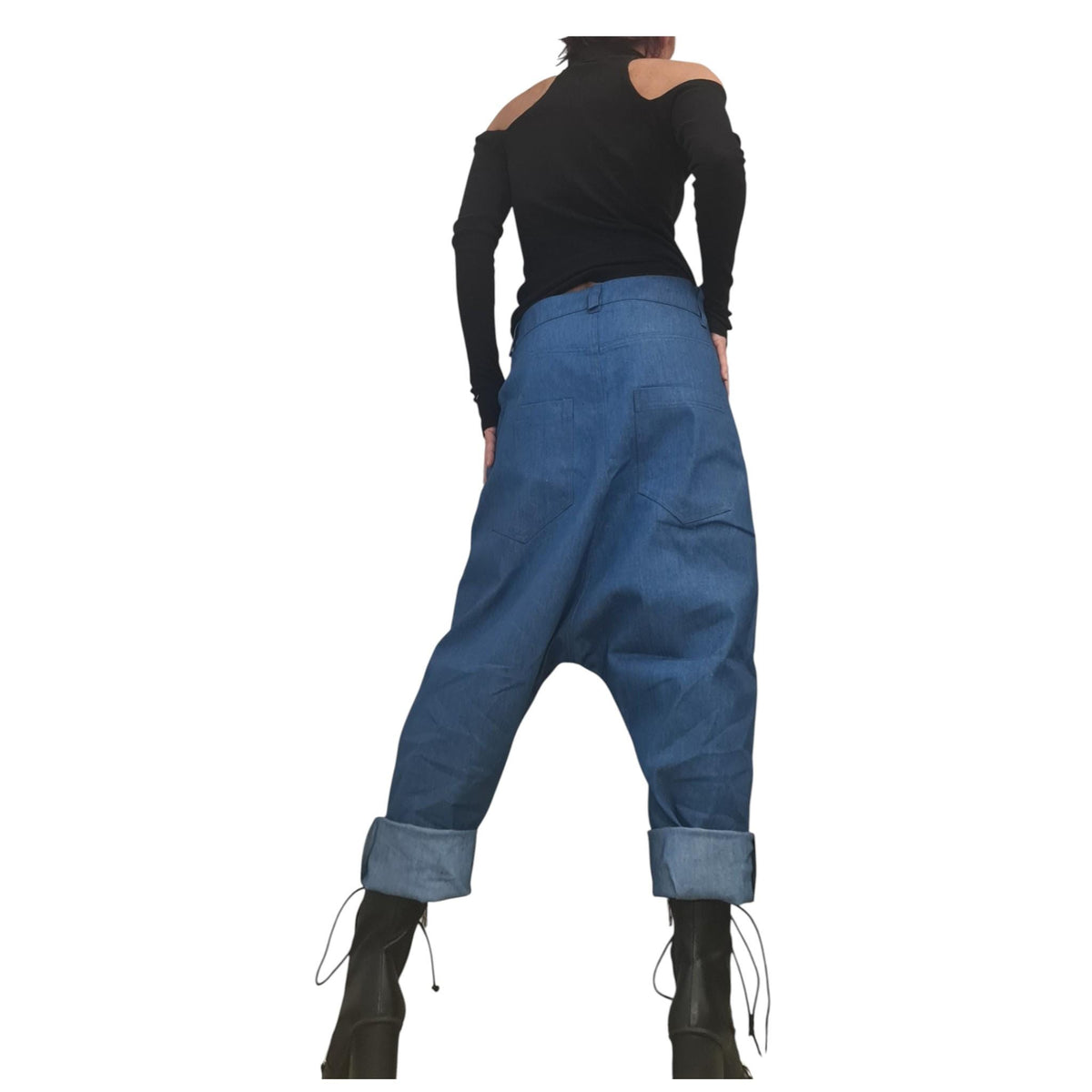 Casual Denim Harem Pants, Extravagant Boho Style, Unisex Fit