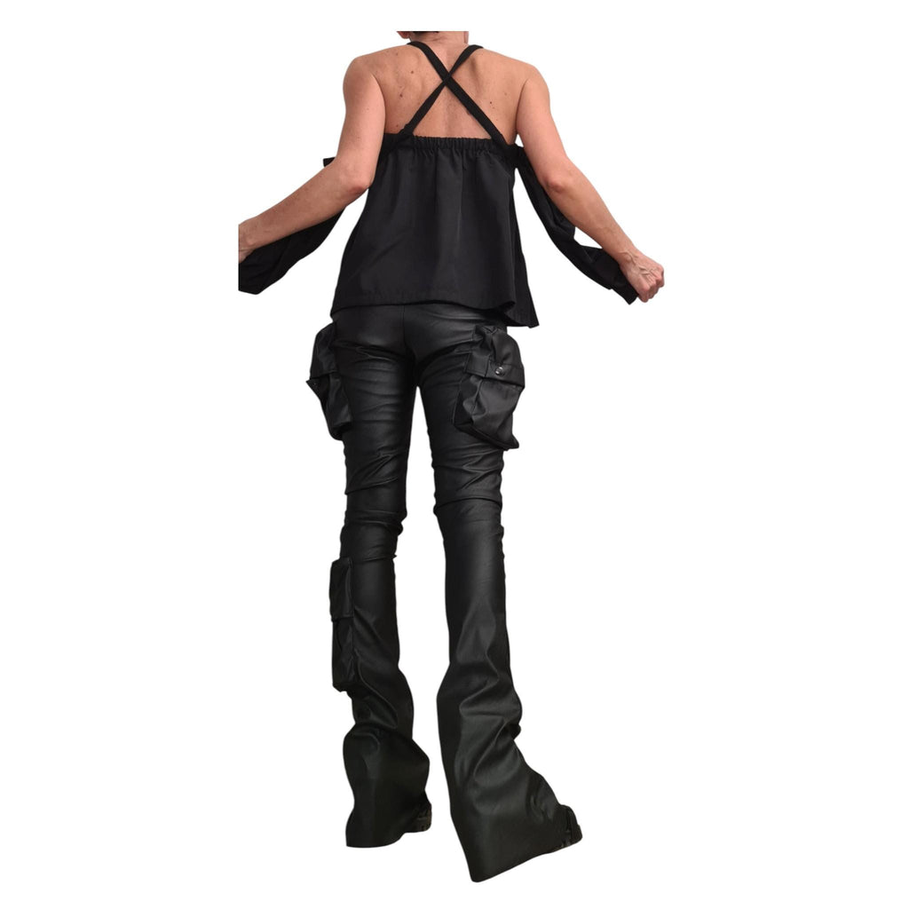 Black Off Shoulder Shirt, Deconstructed Sleeves Top, Avant Garde Black Blouse, Minimalist Loose Tunic