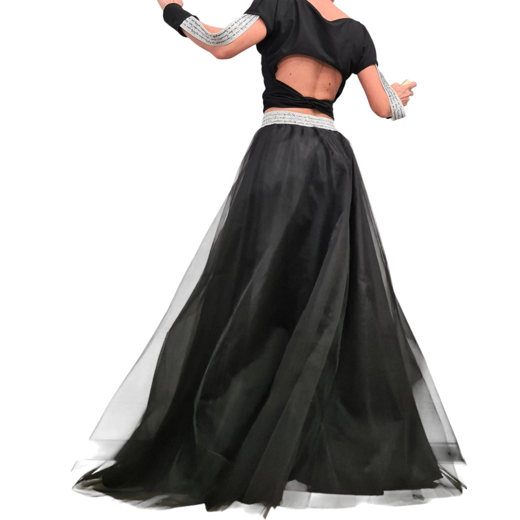 Gothic Tulle Skirt Set, Blouse and Long Skirt, Women's Cocktail Costume