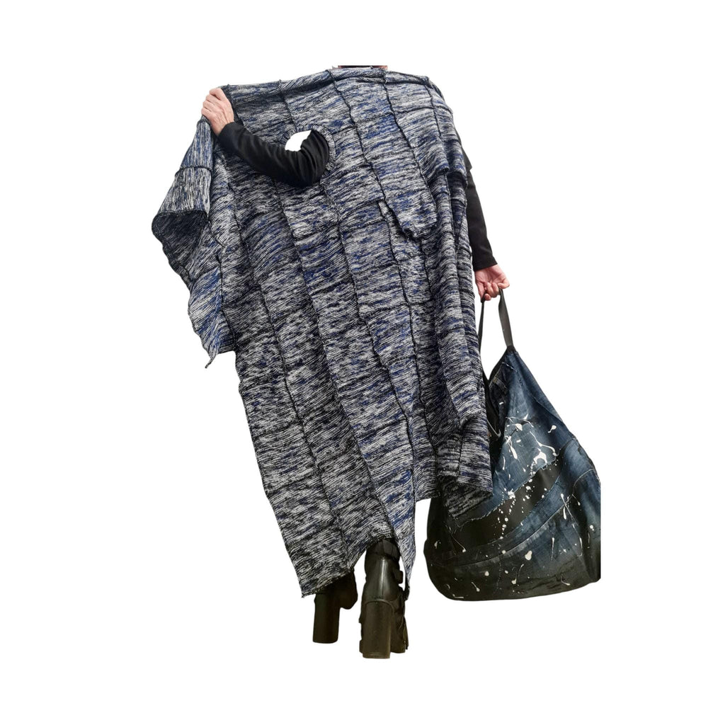 Grey Asymmetric Knitted Vest, Oversized Layered Cardigan, Plus Size Knitwear