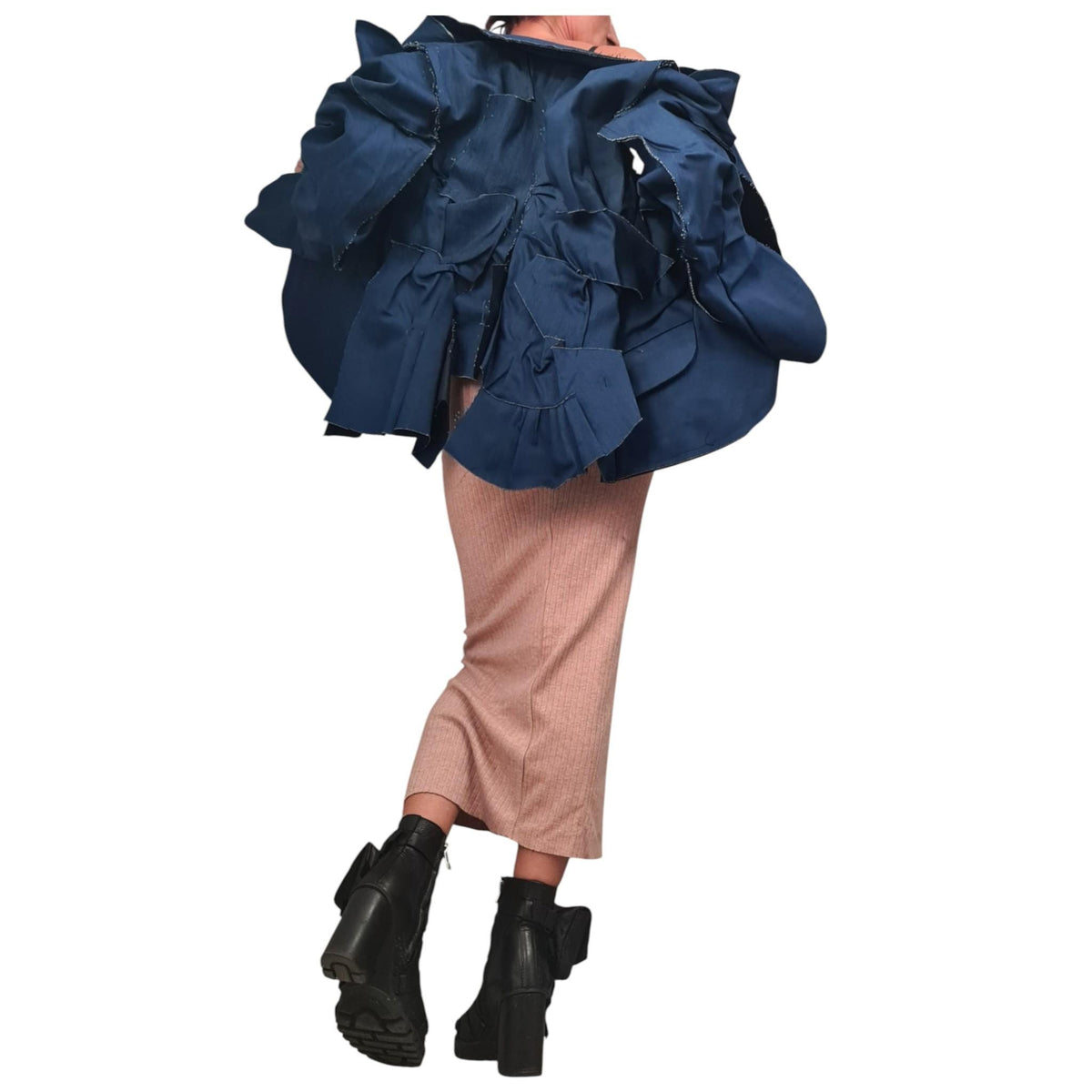 Avant Garde Deconstructed Denim Blazer, Futuristic Fitted Jacket