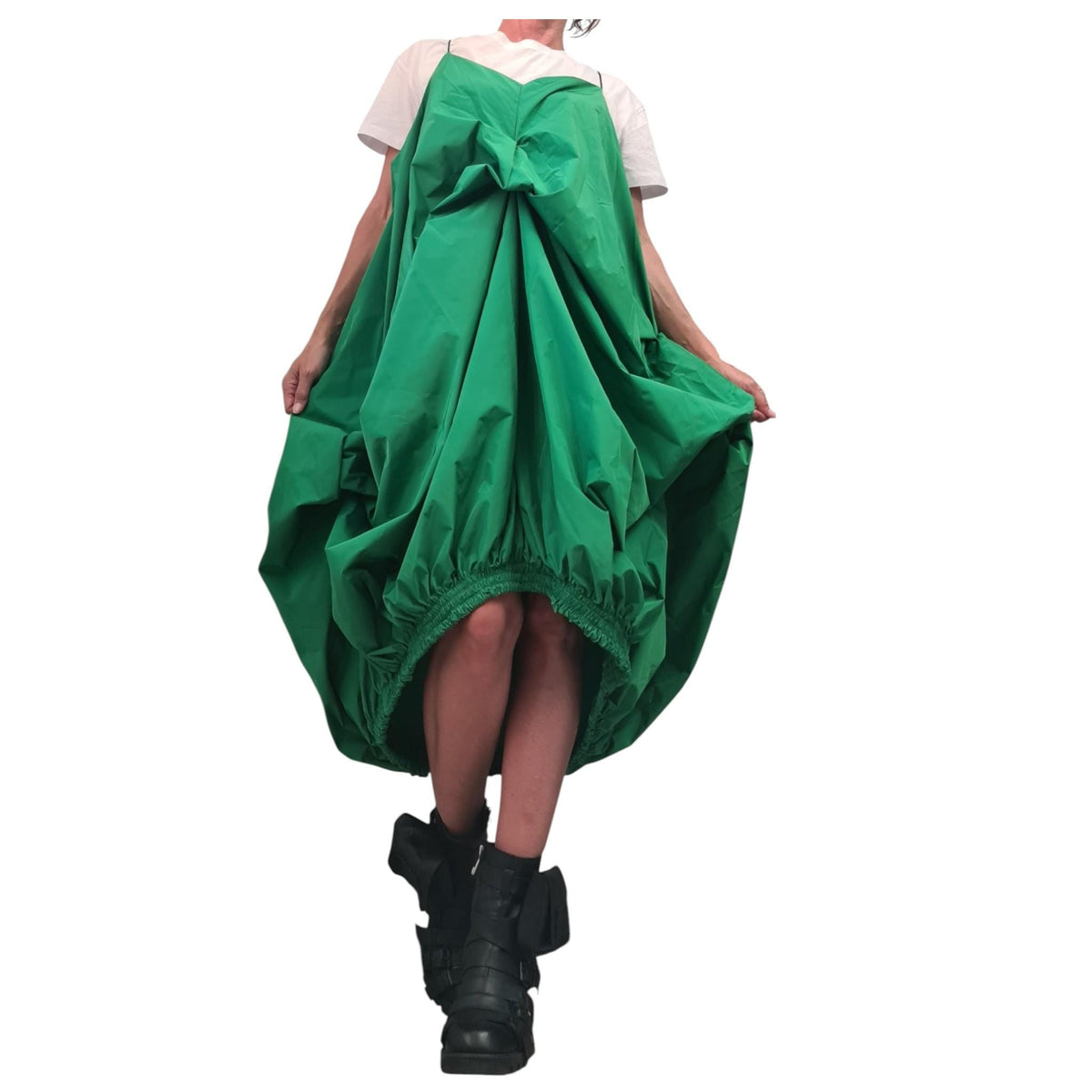 Green Long Short Loose Dress, Asymmetric Jumper Dress, Overall Tunic