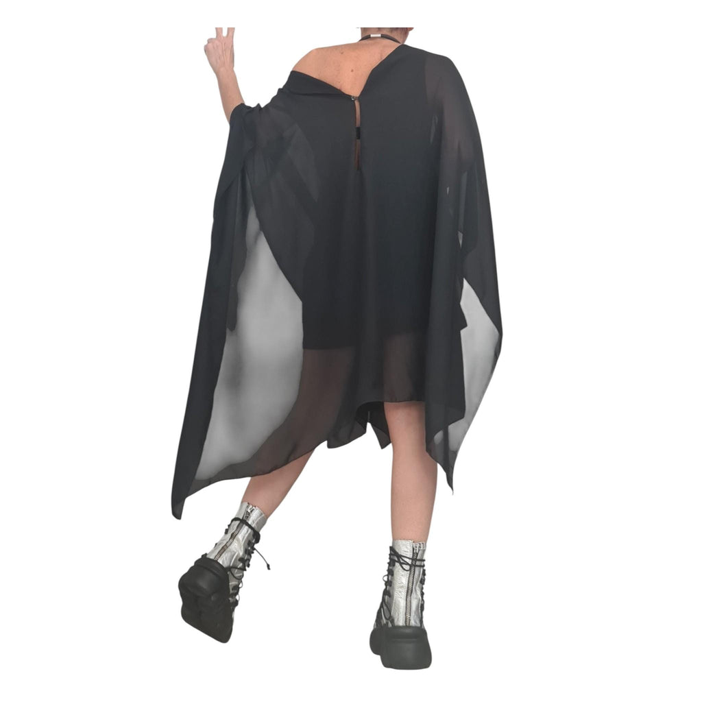 Asymmetric Midi Dress, One Shoulder Cocktail Tunic, Plus Size CottonTulle Dress