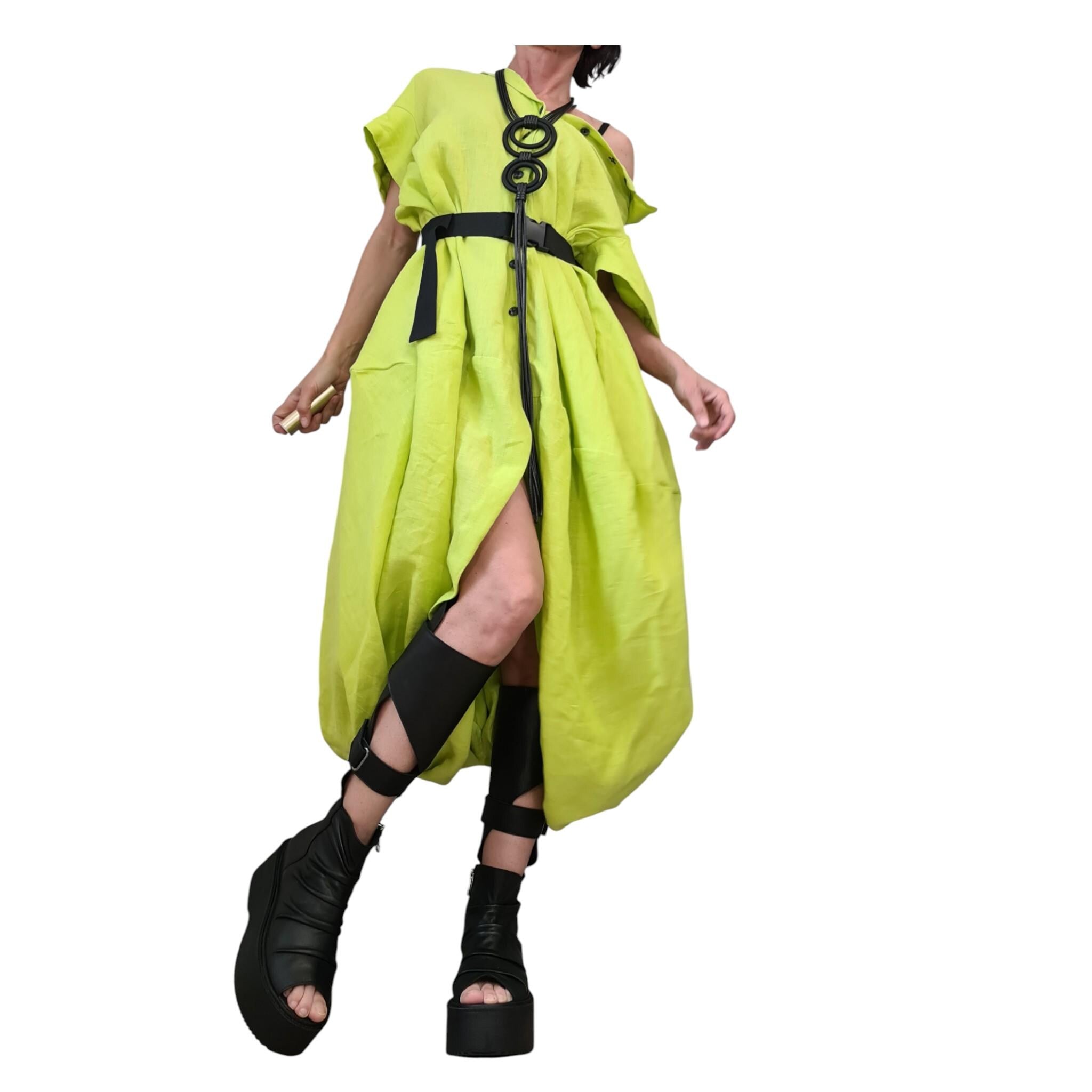 White Oversized Linen Shirt Tunic | Avant Garde Minimalist | womens clothing