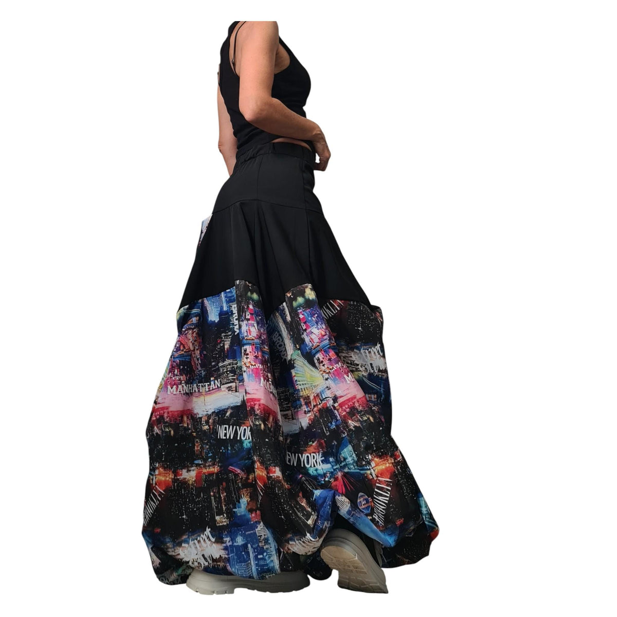 Asymmetric Skirt Dress with Print, High Circle Skirt for Women's