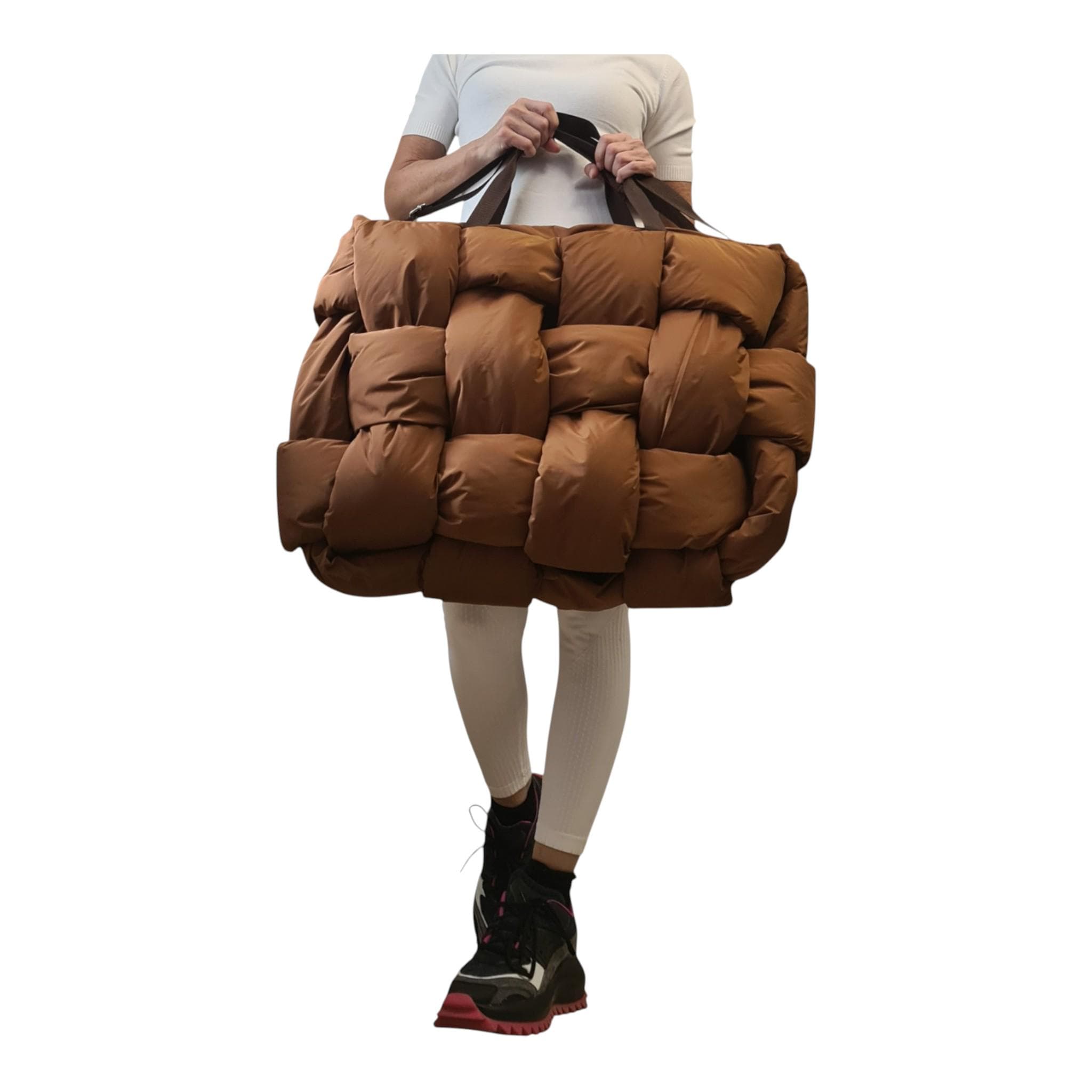 Avant Garde Brown Puffer Bag, Oversized Quilted Tote, Extravagant Bag
