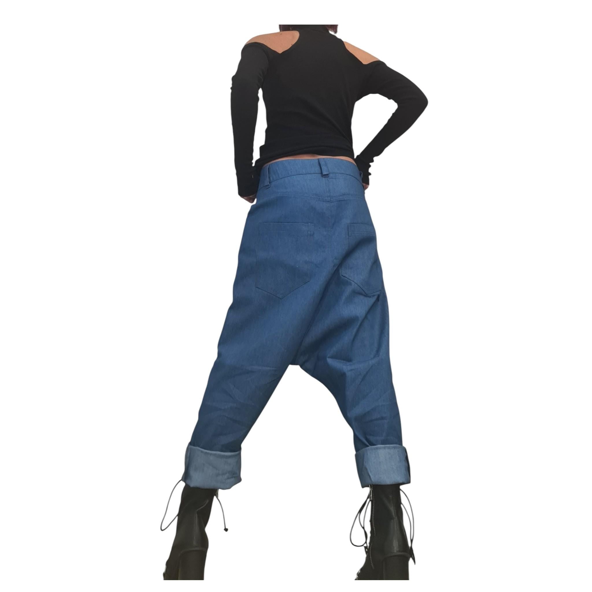 New collection Casual Denim Harem Pants, Extravagant Pants, Unisex Denim, Women Denim Harem, DRESSSHOESCODE