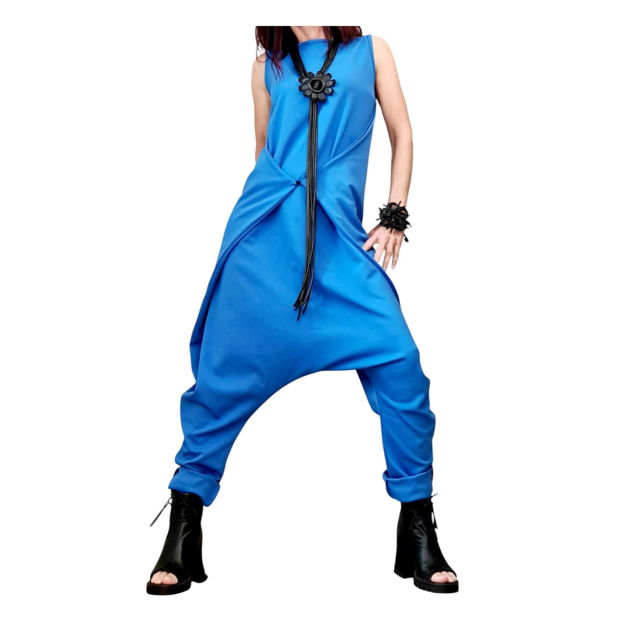 Blue Harem Jumpsuit, Loose Jumpsuit, Drop Crotch Jumpsuit, Plus Size Clothing, Women Overall, Urban Clothing, Oversize Jumpsuit, Gothic