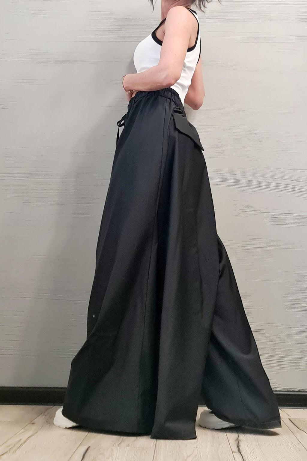 Black Palazzo Trousers, Extra Wide Leg Pants, Plus Size