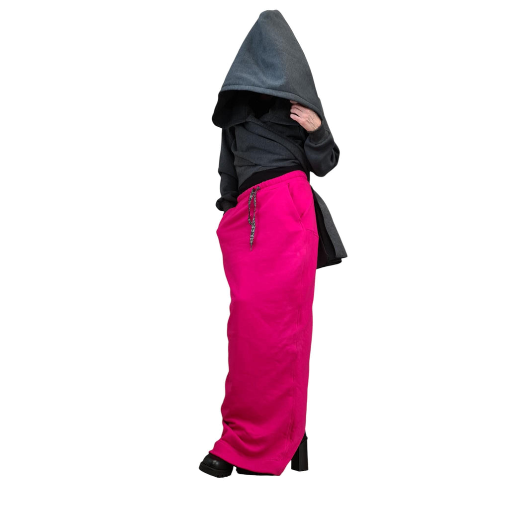 Pink Oversized Hoodie, Asymmetric Longline Sweatshirt, Plus Size Wraparound