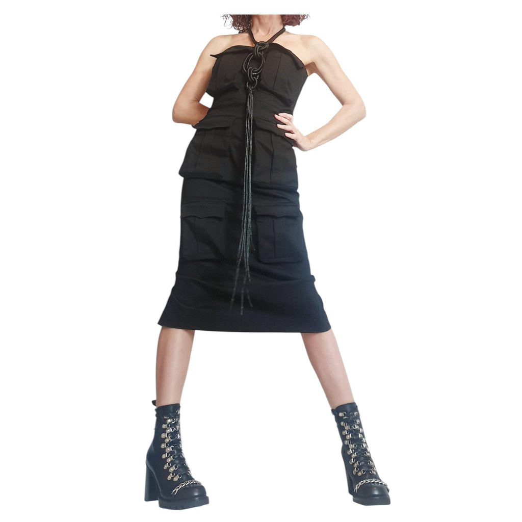 Gothic Black Dress: Extravagant Asymmetric Style - Plus Sizes