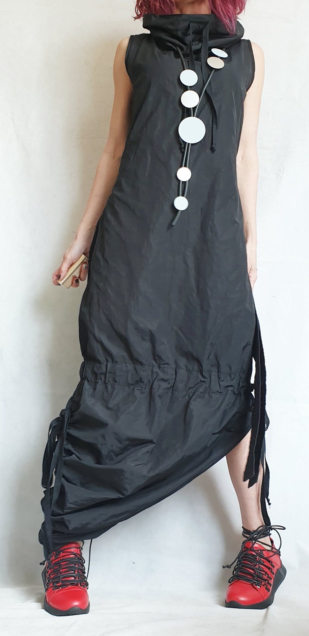 Black Asymmetric Sleeveless Maxi Dress | Open Back Gothic Fit | women’s clothing | avant garde