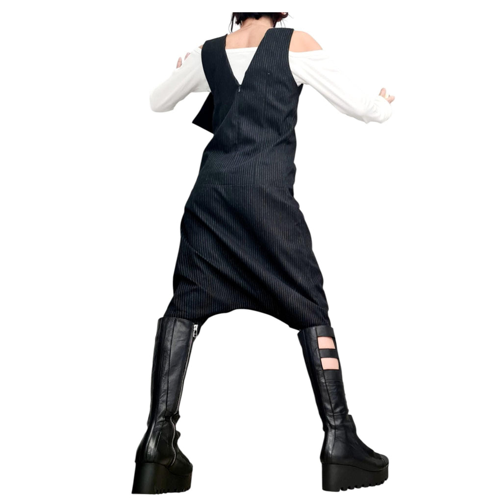 Asymmetric Harem Jumpsuit, Open Back Design, Oversized Women Clothing, Drop Crotch Overall