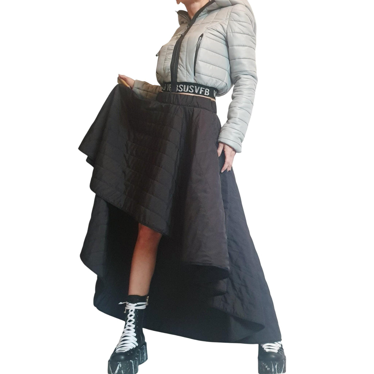 Cropped Hooded Puffer Jacket, Oversized Big Hood Bomber, Quilted Winter Outerwear