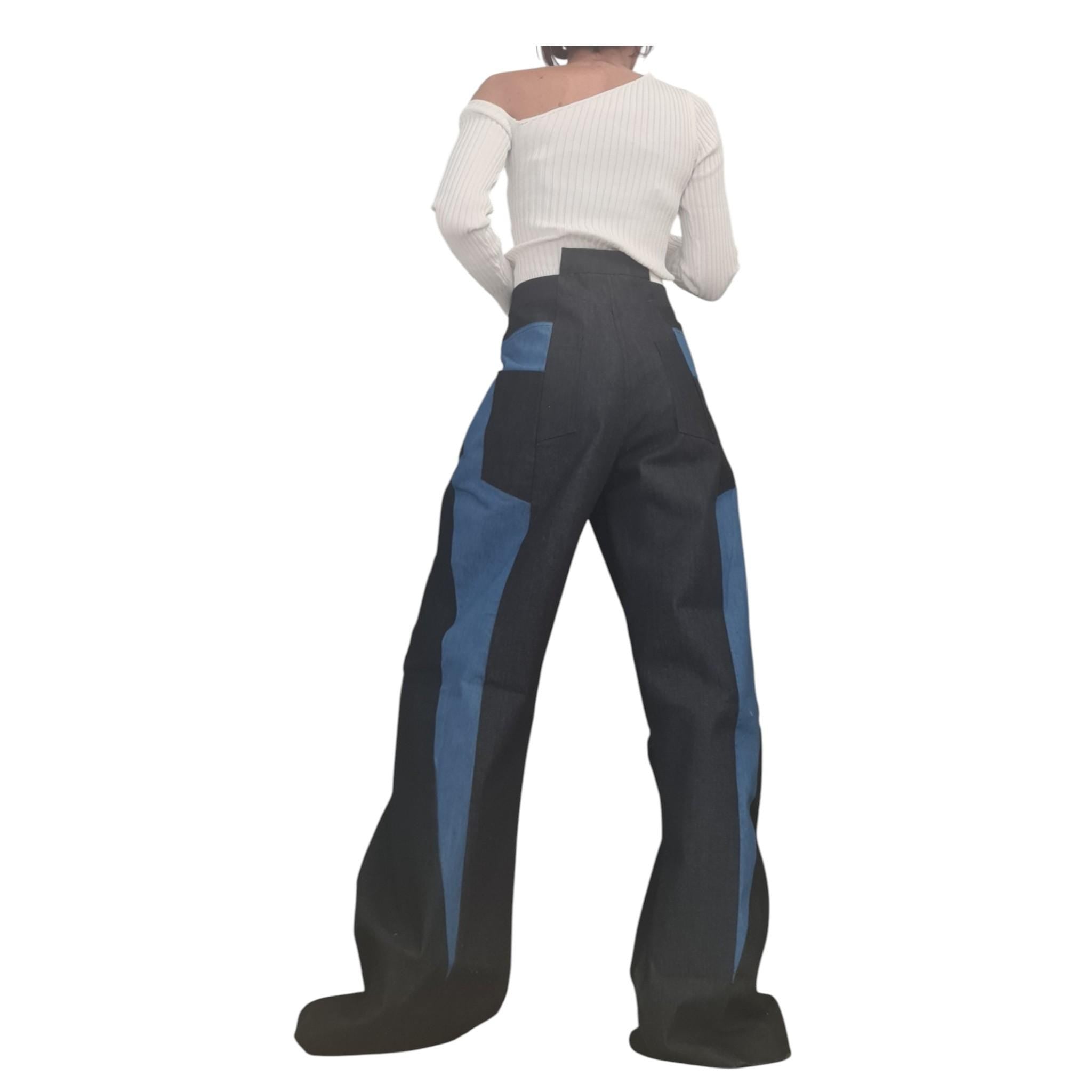 New collection Extravagant Denim Pants, Denim Loose Pants, Asymmetrical Pants, Deconstructed Denim, Women Denim Harem